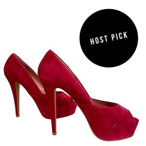 Aldo Open-Toe Heels | Red Suede